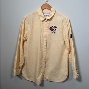 Karl Lagerfeld Paris Limited Edition Yellow Striped Patch Button Down Shirt